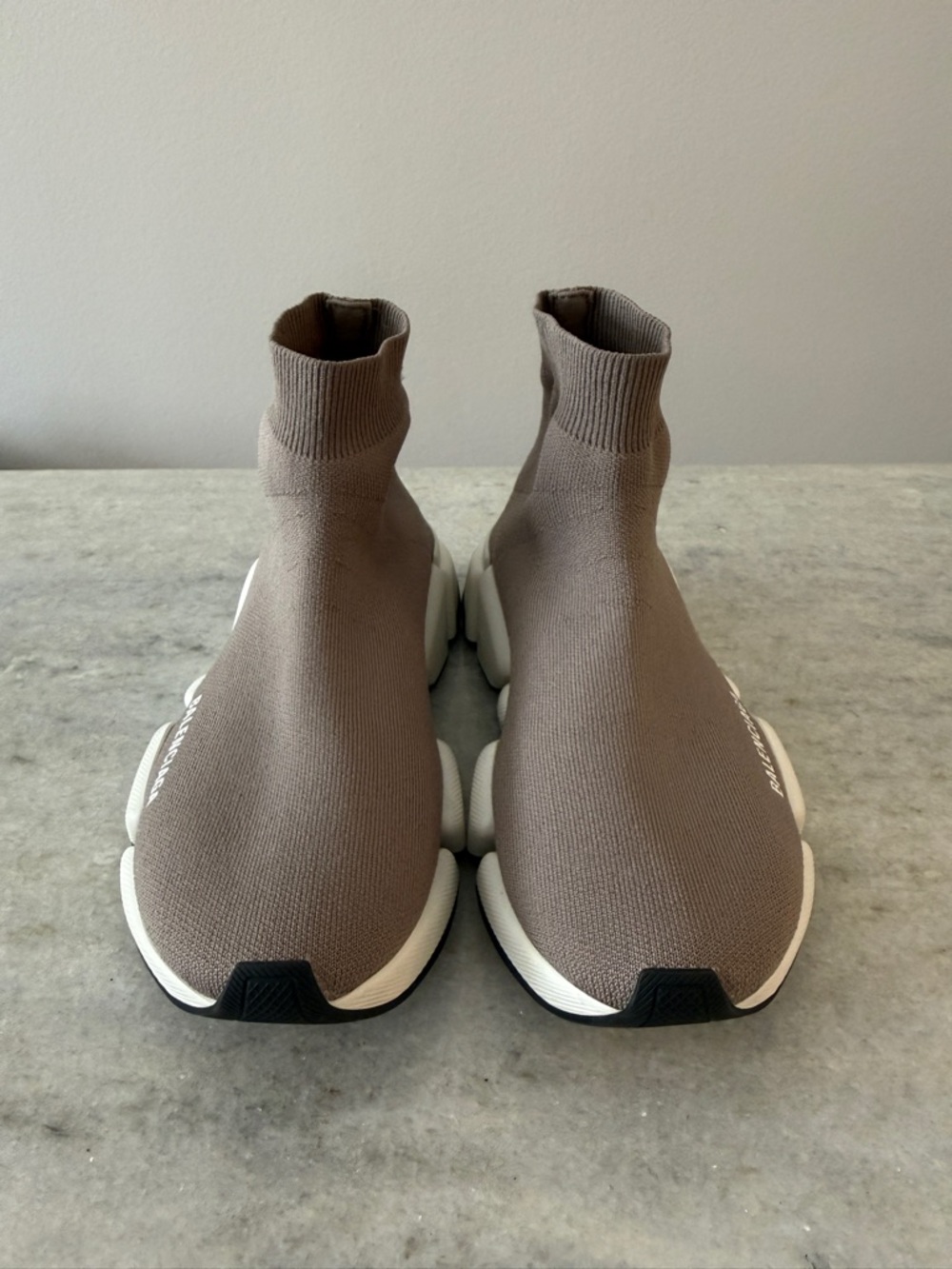 Balenciaga Taupe Grey Speed 2.0 LT - Knit Slip On Sock Sneakers - Picture 2 of 6